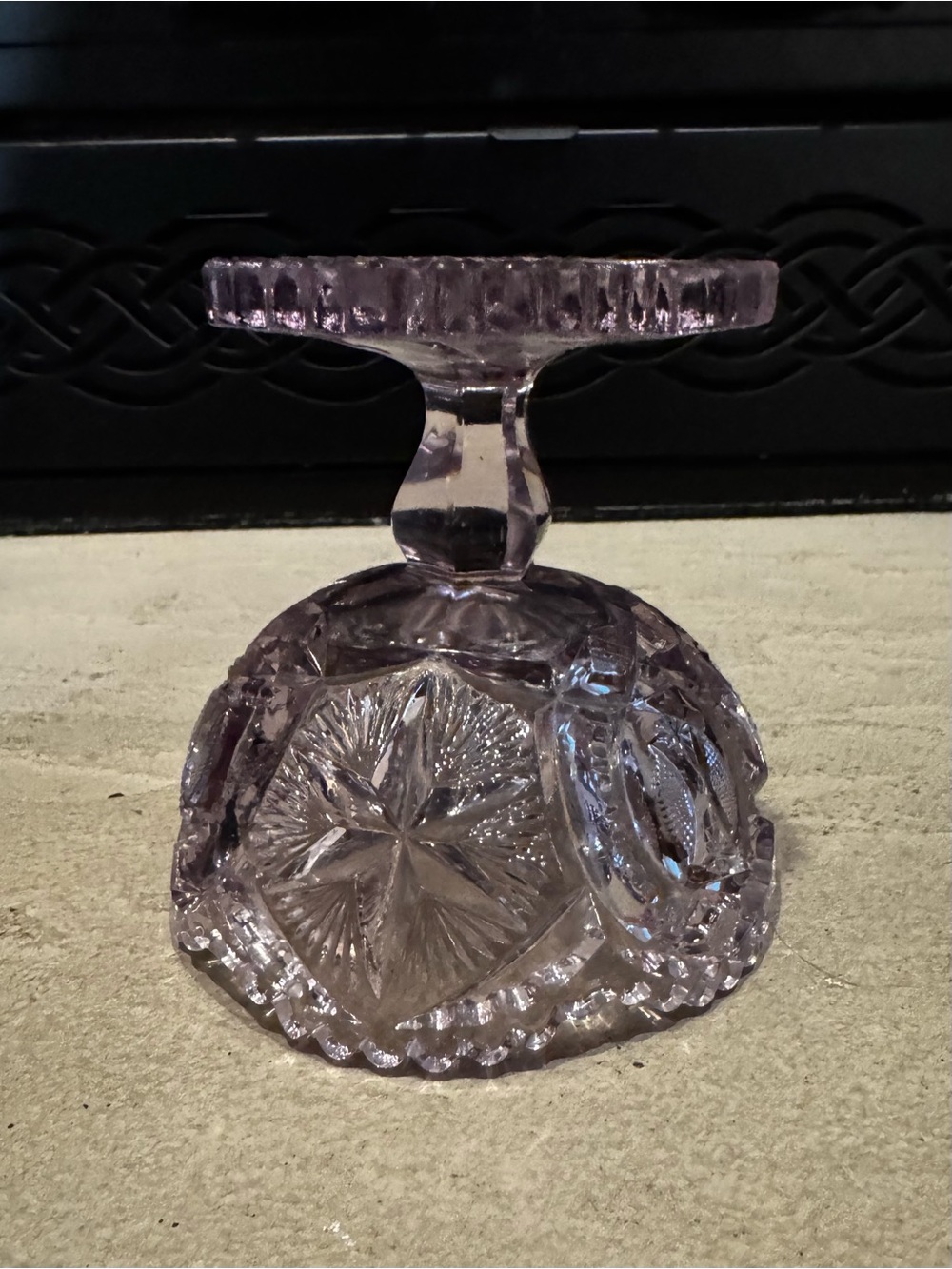 Vintage Amethyst Glass Pedestal Sawtooth Dish Compote - Picture 5 of 10
